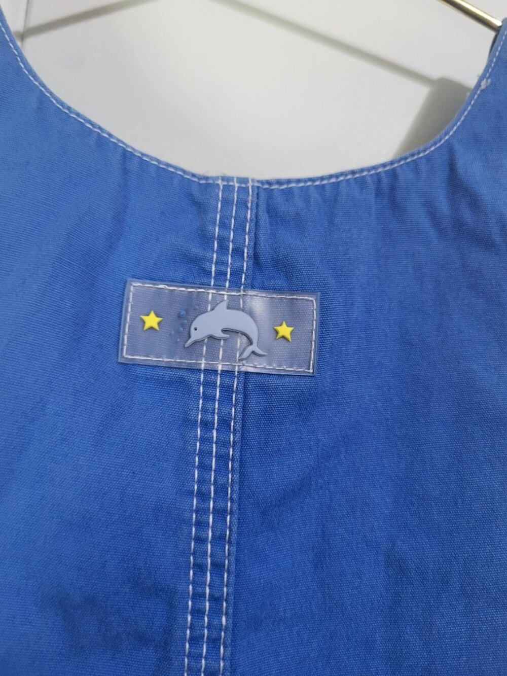 VTG 90’s GYMBOREE Overalls Romper Pastel Rainbow Tag Blue Dolphin 6-12MTH - Picture 7 of 7